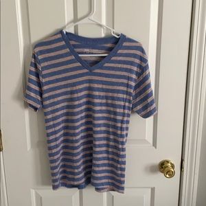 BDG Blue and Tan Striped Short Sleeve Tee